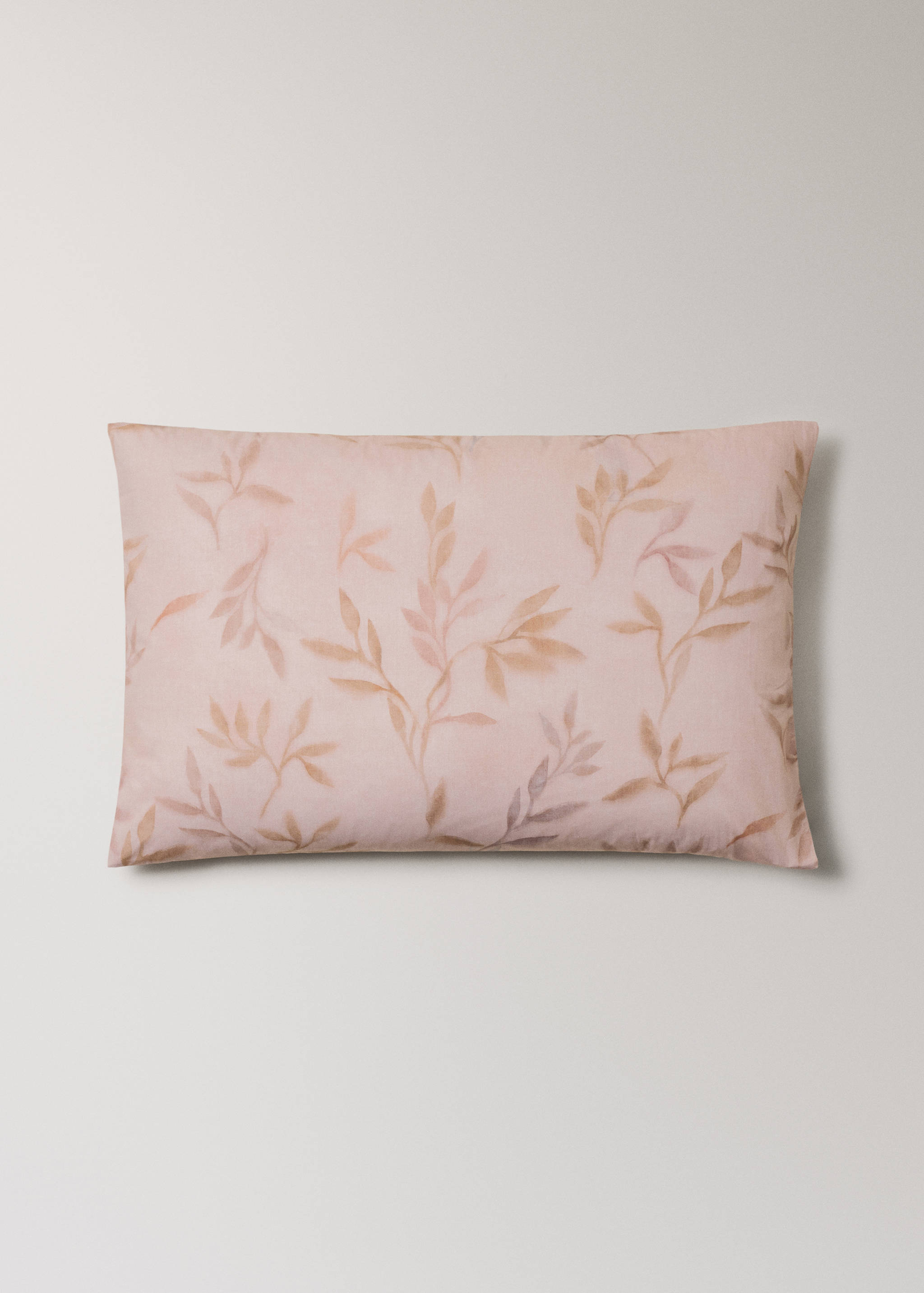 Deux taies d'oreiller percale de coton imprimé feuilles 50 x 75 cm - Article sans modèle