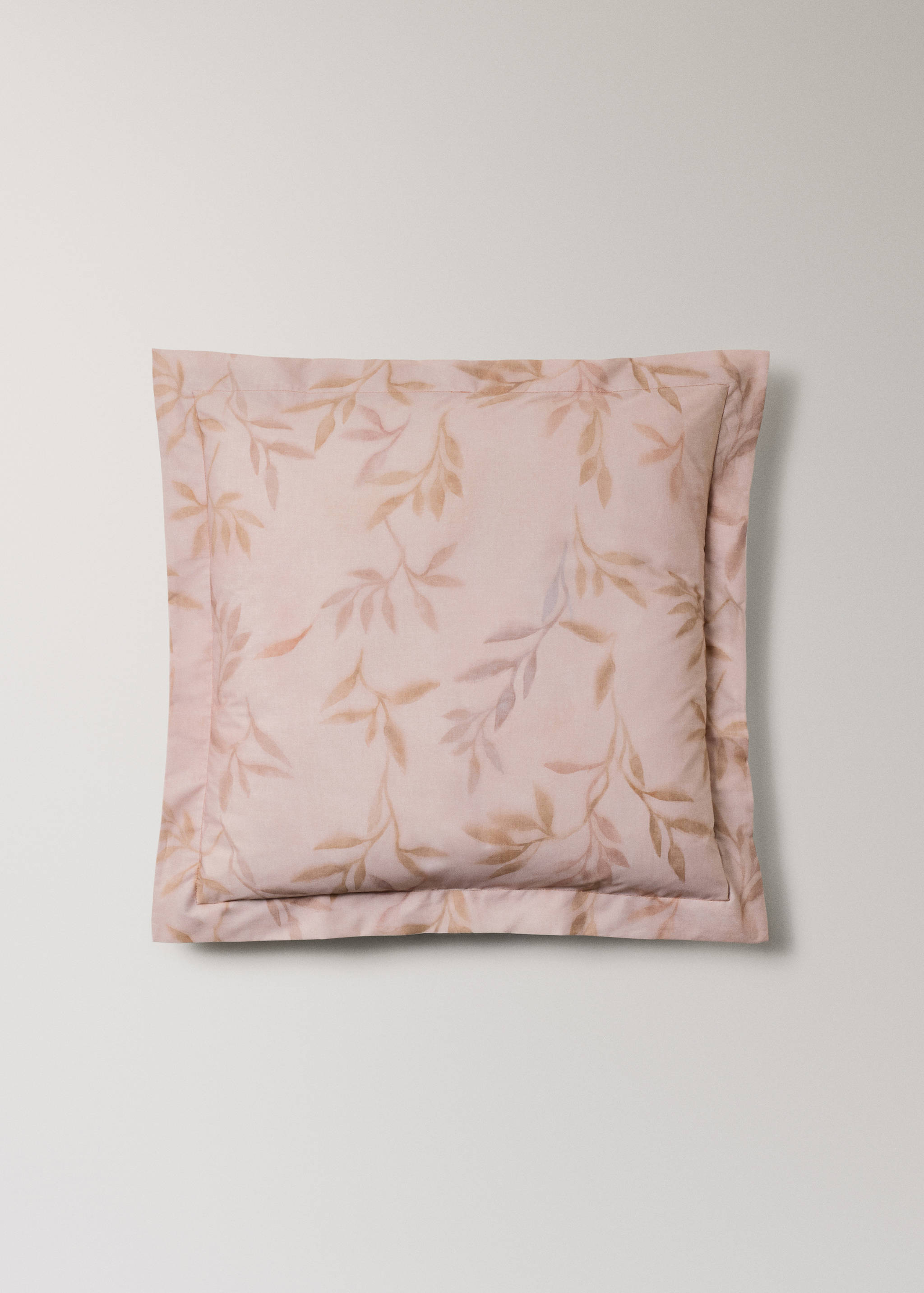 Deux taies d’oreiller percale de coton imprimé feuilles 60x60 cm - Article sans modèle