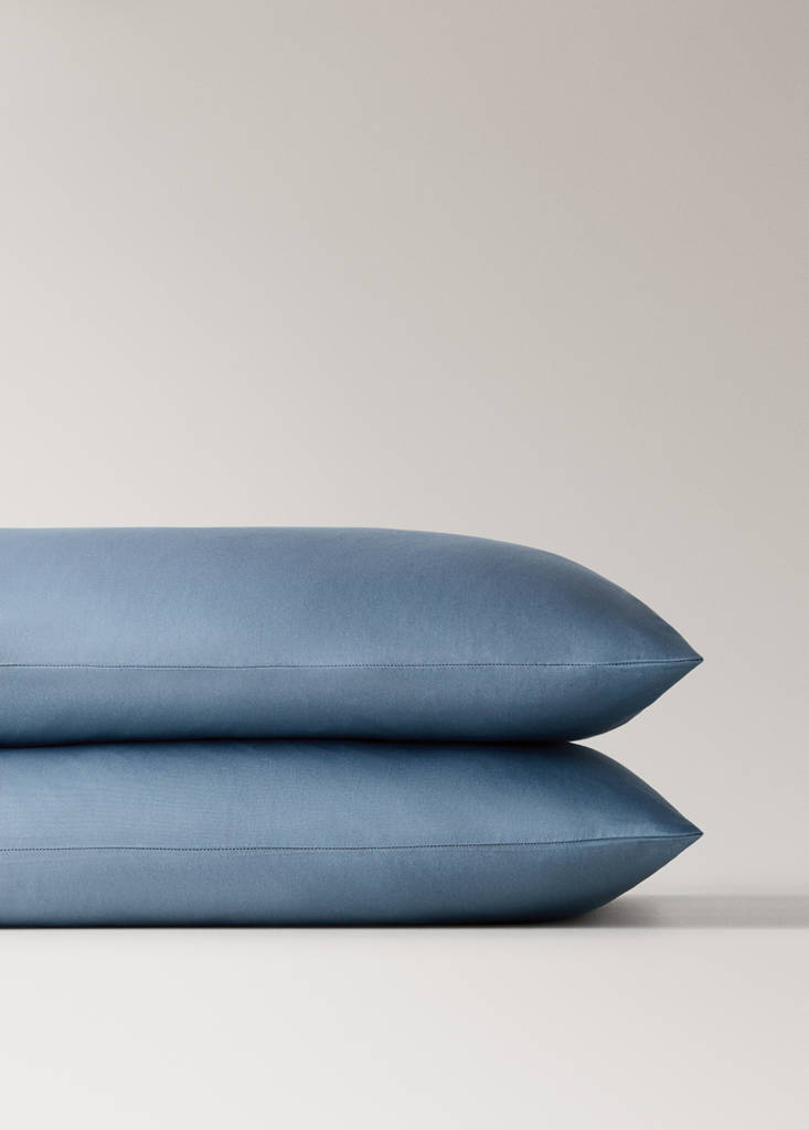 Two ombré cotton satin pillowcases 50x75cm — Blue
