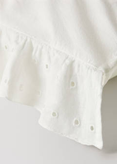 Two cotton garment-dyed pillowcases with linen ruffle 50x75 cm — Off White 4