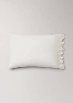 Two cotton garment-dyed pillowcases with linen ruffle 50x75 cm — Off White 5