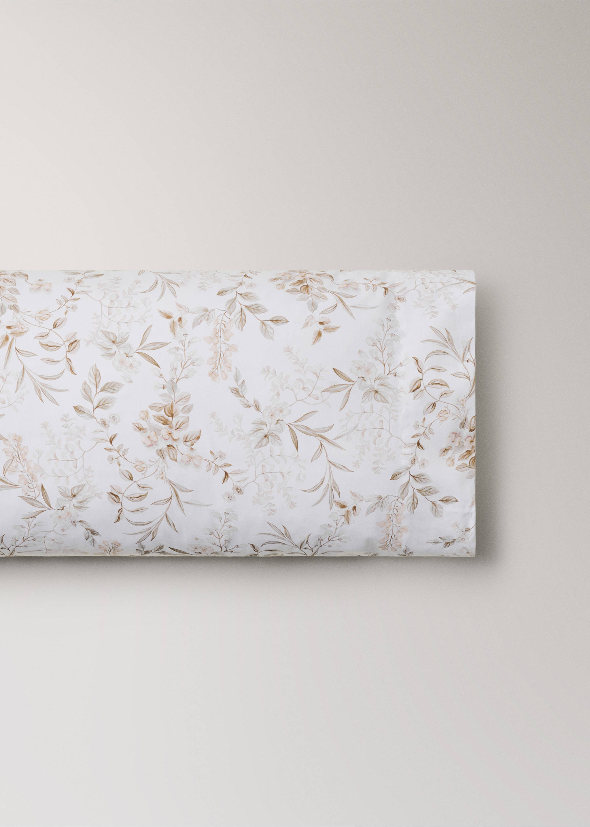 Two garden floral print pillowcases 45x110 cm - Article without model, Peach. Ref: 27012985-00.