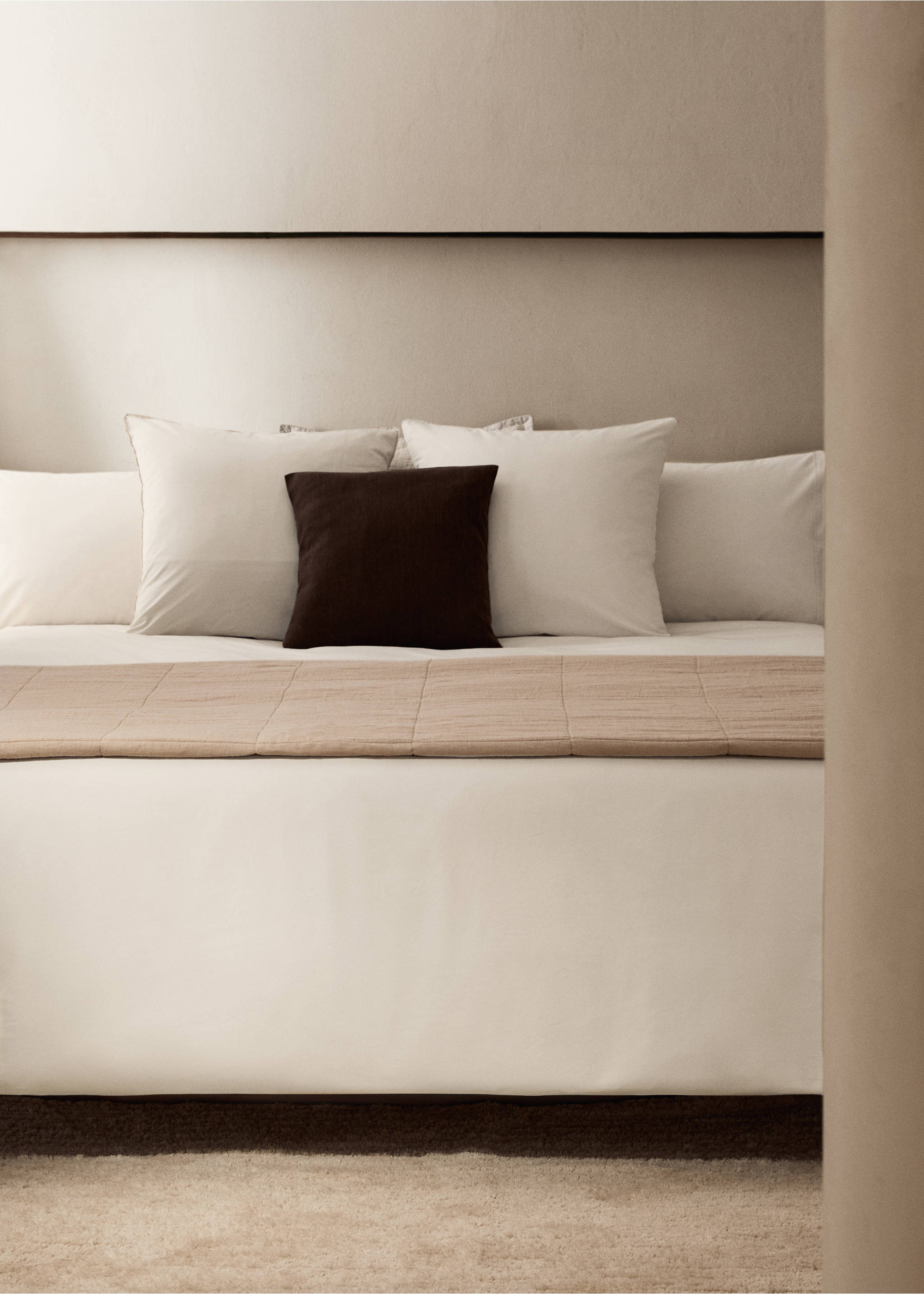 300 threads count cotton percale duvet cover Single bed - General plane, Ivory White. Ref: 27013055-00.