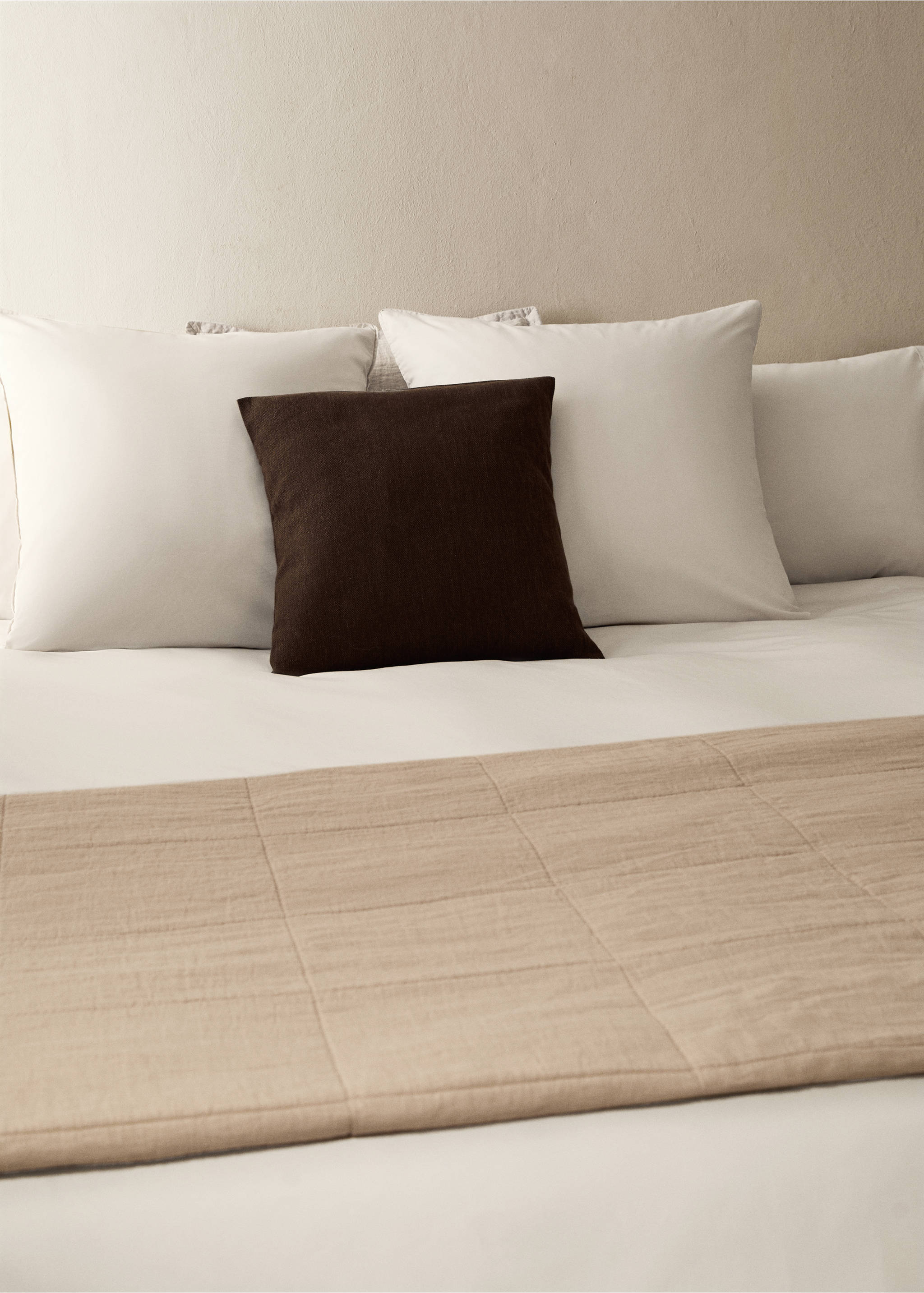 300 threads cotton percale duvet cover Superking bed - Details of the article 7, Ivory White. Ref: 27013058-00.