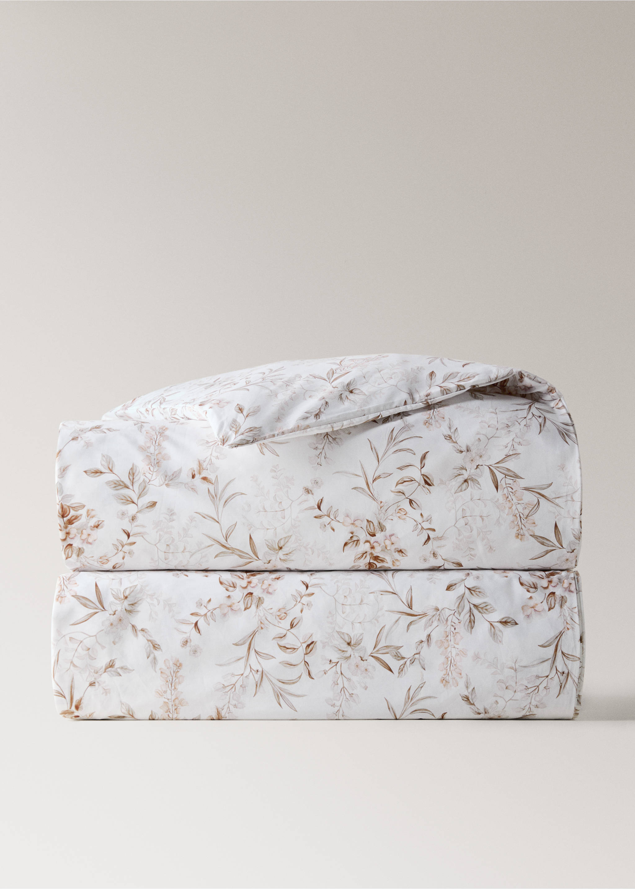 Garden floral print duvet cover 90 cm Single bed - Article without model, Peach. Ref: 27013059-00.
