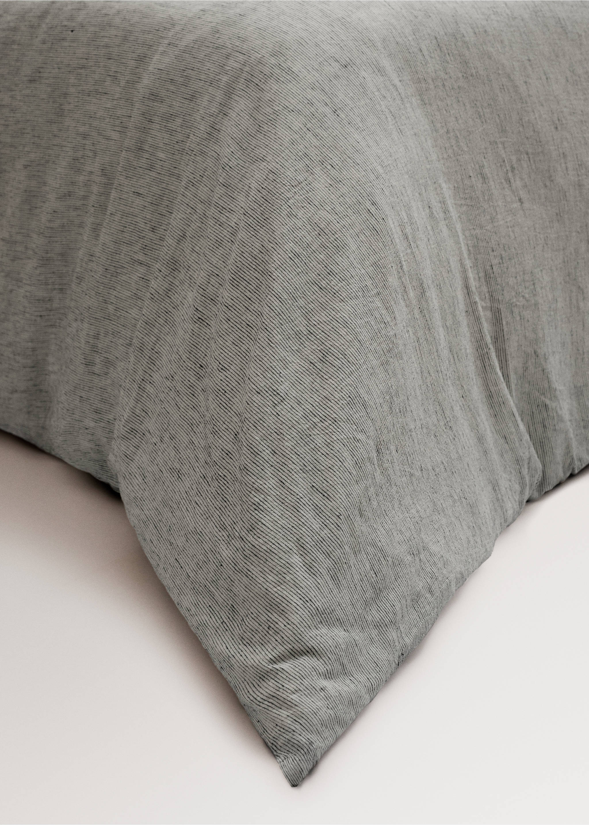 Cotton linen duvet cover with fine stripes for 180/200 cm bed - Details of the article 8, Grey. Ref: 27013272-00.