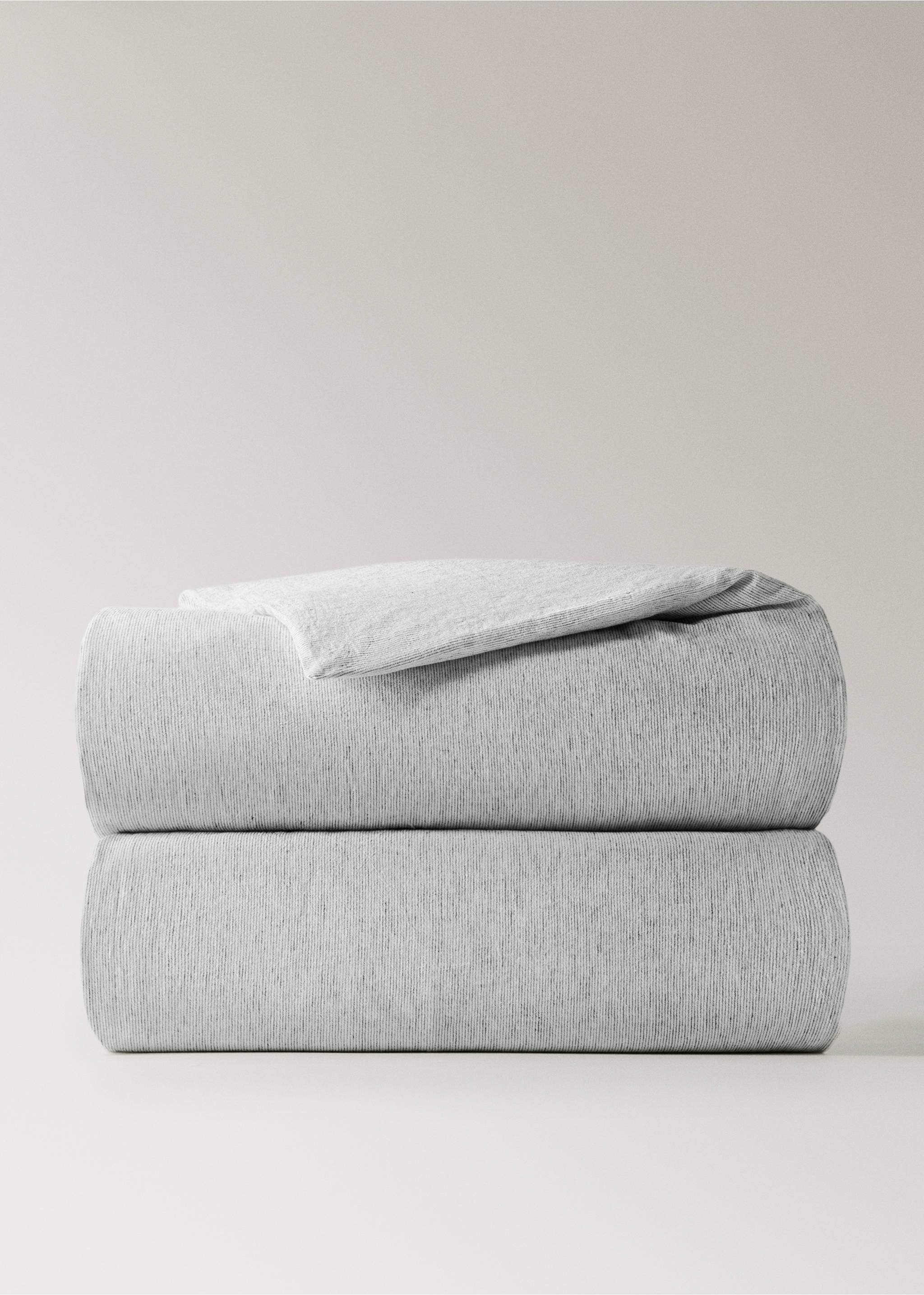 Cotton linen duvet cover with fine stripes for 180/200 cm bed - Article without model, Grey. Ref: 27013272-00.
