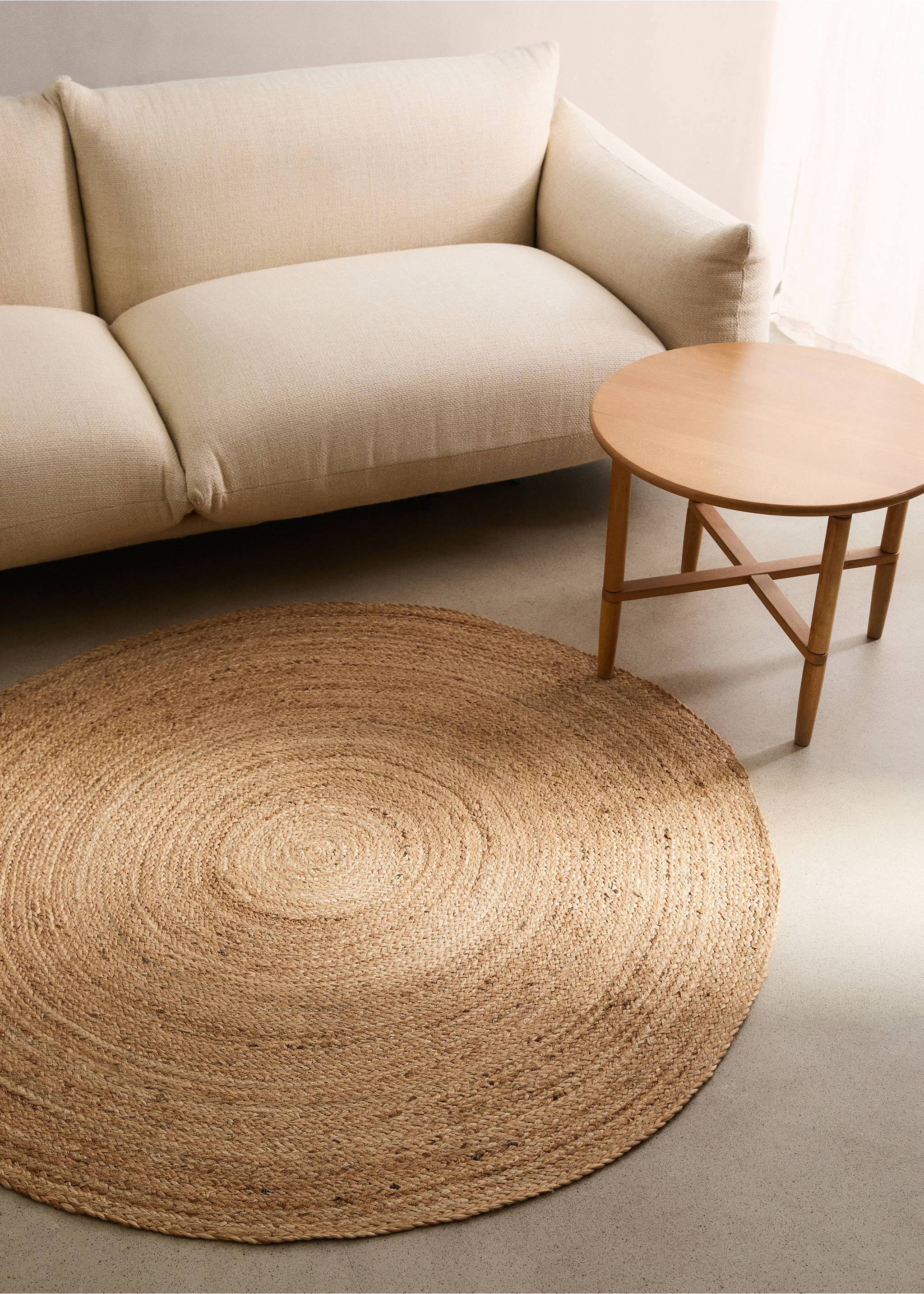 Runder Juteteppich - Allgemeine Ansicht, Beige. Ref: 27013278-00.