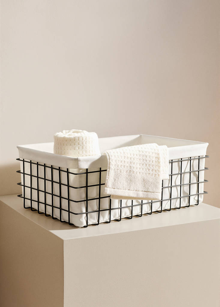 Large rectangular basket with lining — Black