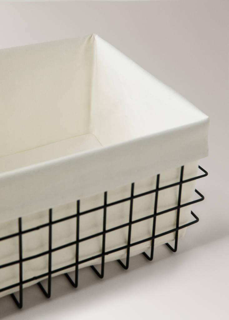 Large rectangular basket with lining — Black