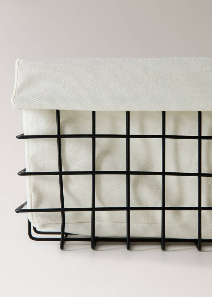 Large rectangular basket with lining — Black