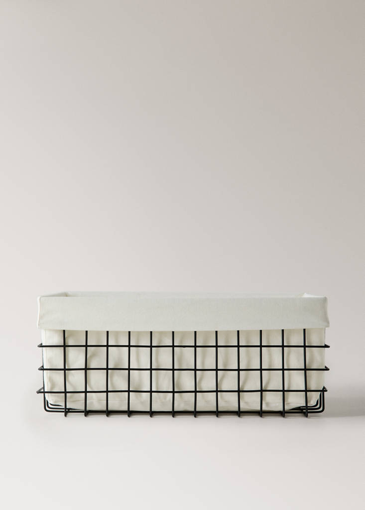 Large rectangular basket with lining — Black