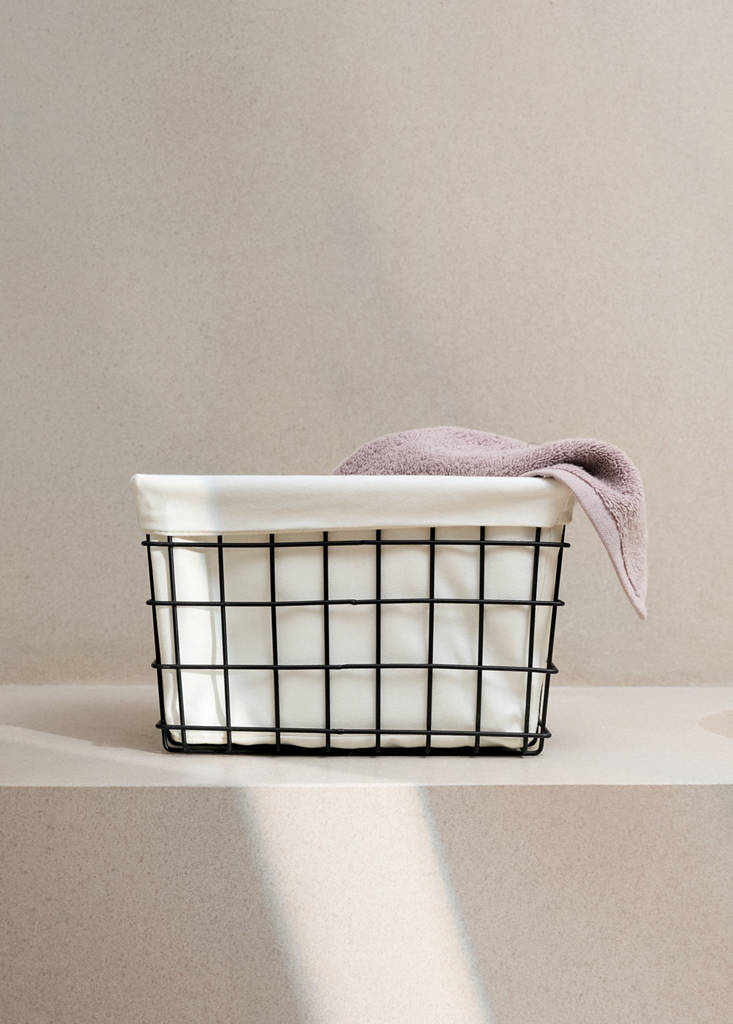 Small rectangular basket with lining — Black