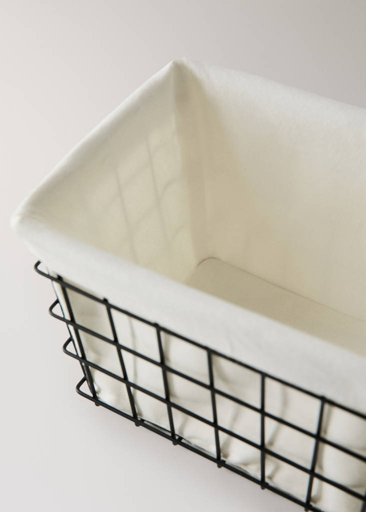 Small rectangular basket with lining — Black