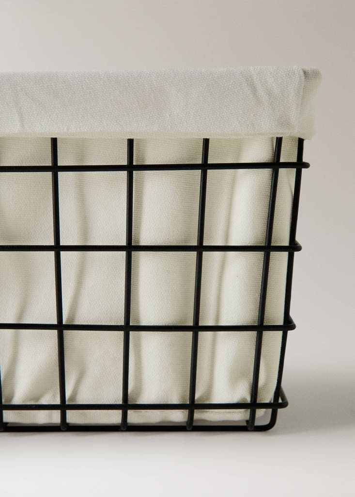 Small rectangular basket with lining — Black