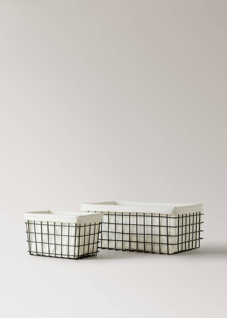 Small rectangular basket with lining — Black