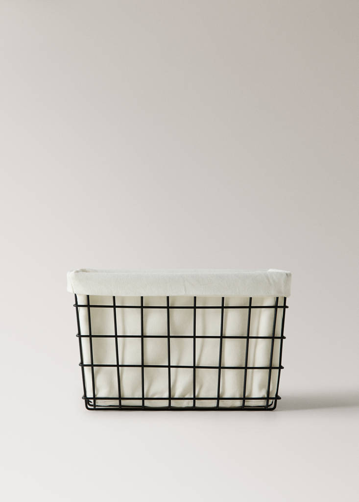 Small rectangular basket with lining — Black