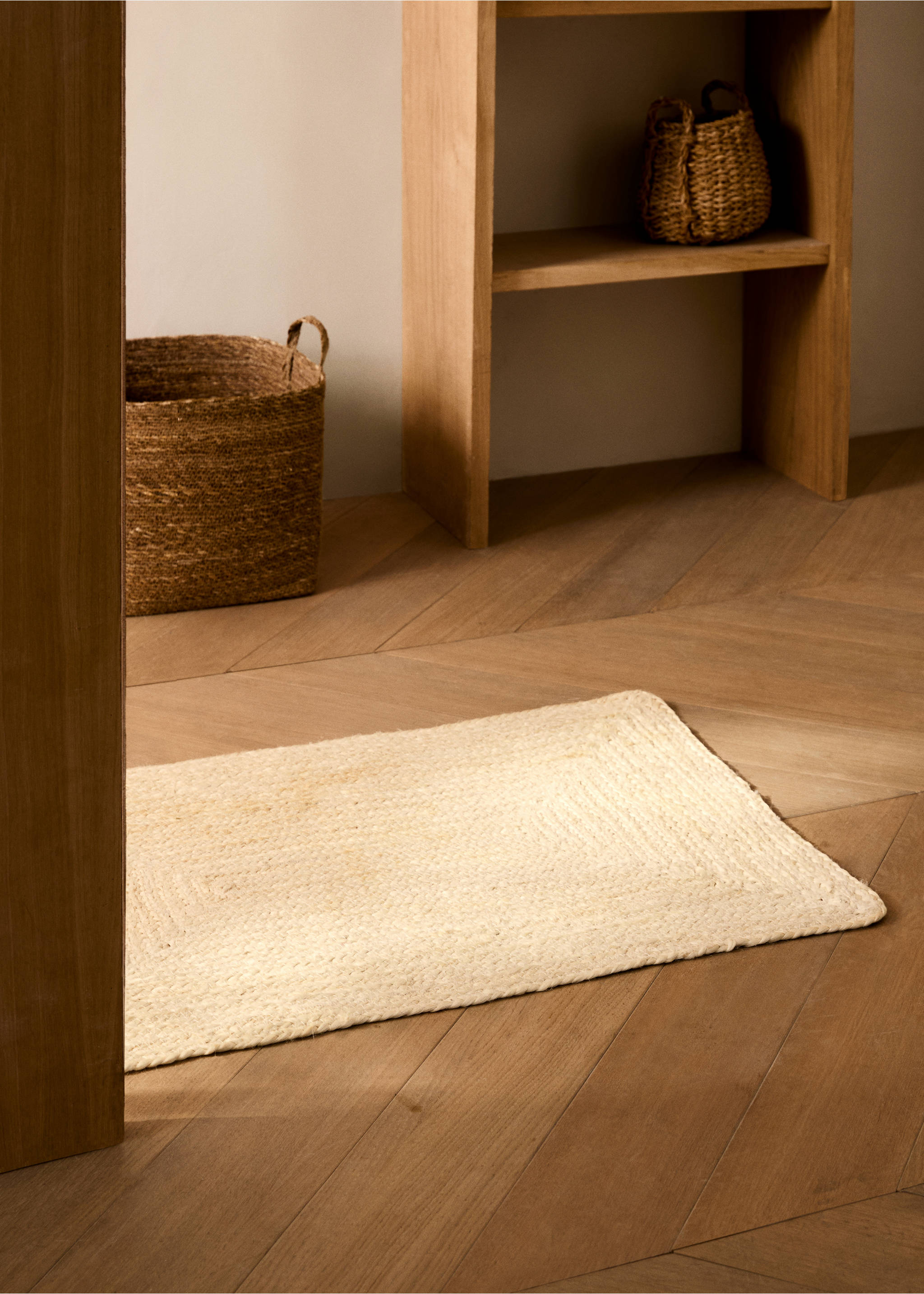 Small bleached braided jute carpet - General plane, Sand. Ref: 27013288-00.
