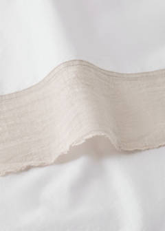 Washed cotton flat sheet with linen border Bed 200cm — Sand 1