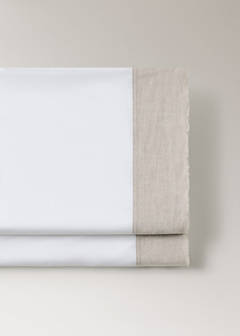Washed cotton flat sheet with linen border Bed 200cm — Sand 2