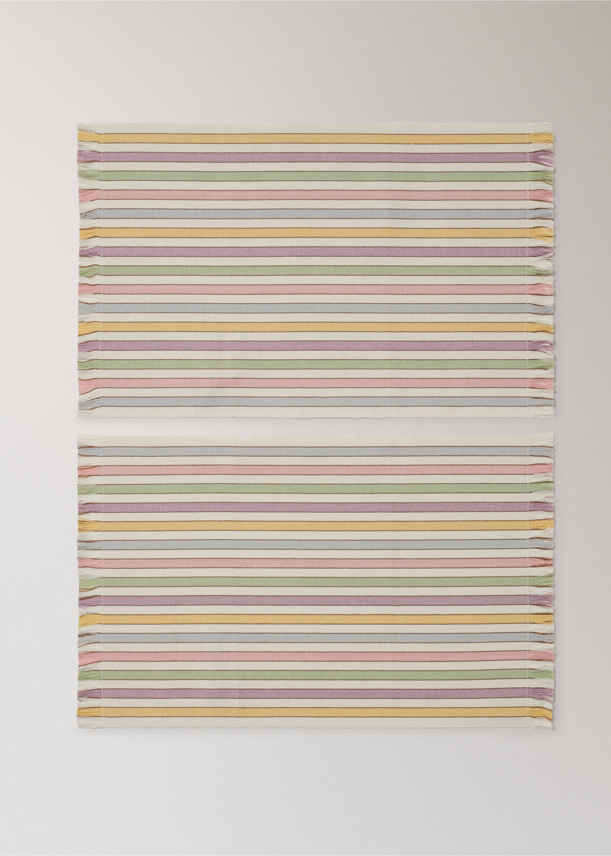 Yarn-dyed bicolour striped table mats - Article without model, Yellow. Ref: 27013292-00.