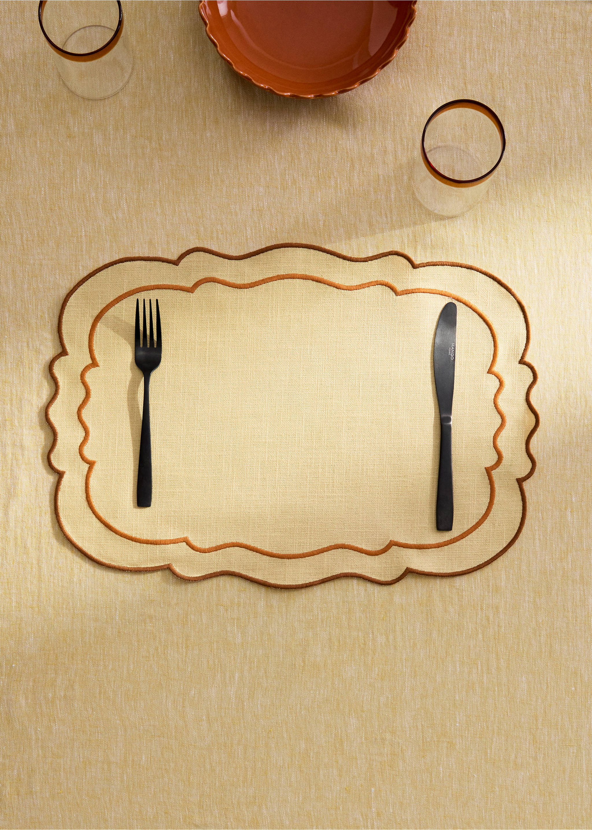 Resin cotton tablecloth waves - General plane, Yellow. Ref: 27013295-00.