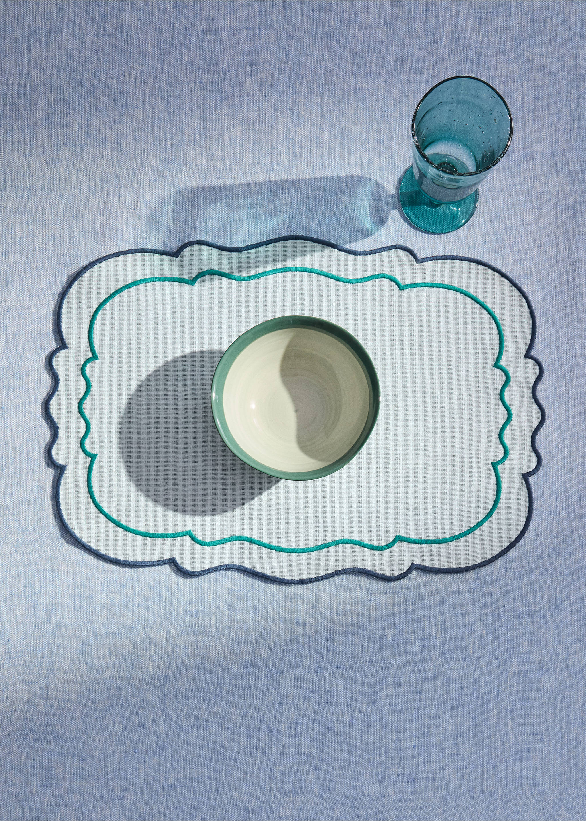 Resin cotton tablecloth waves - General plane, Blue. Ref: 27013295-00.