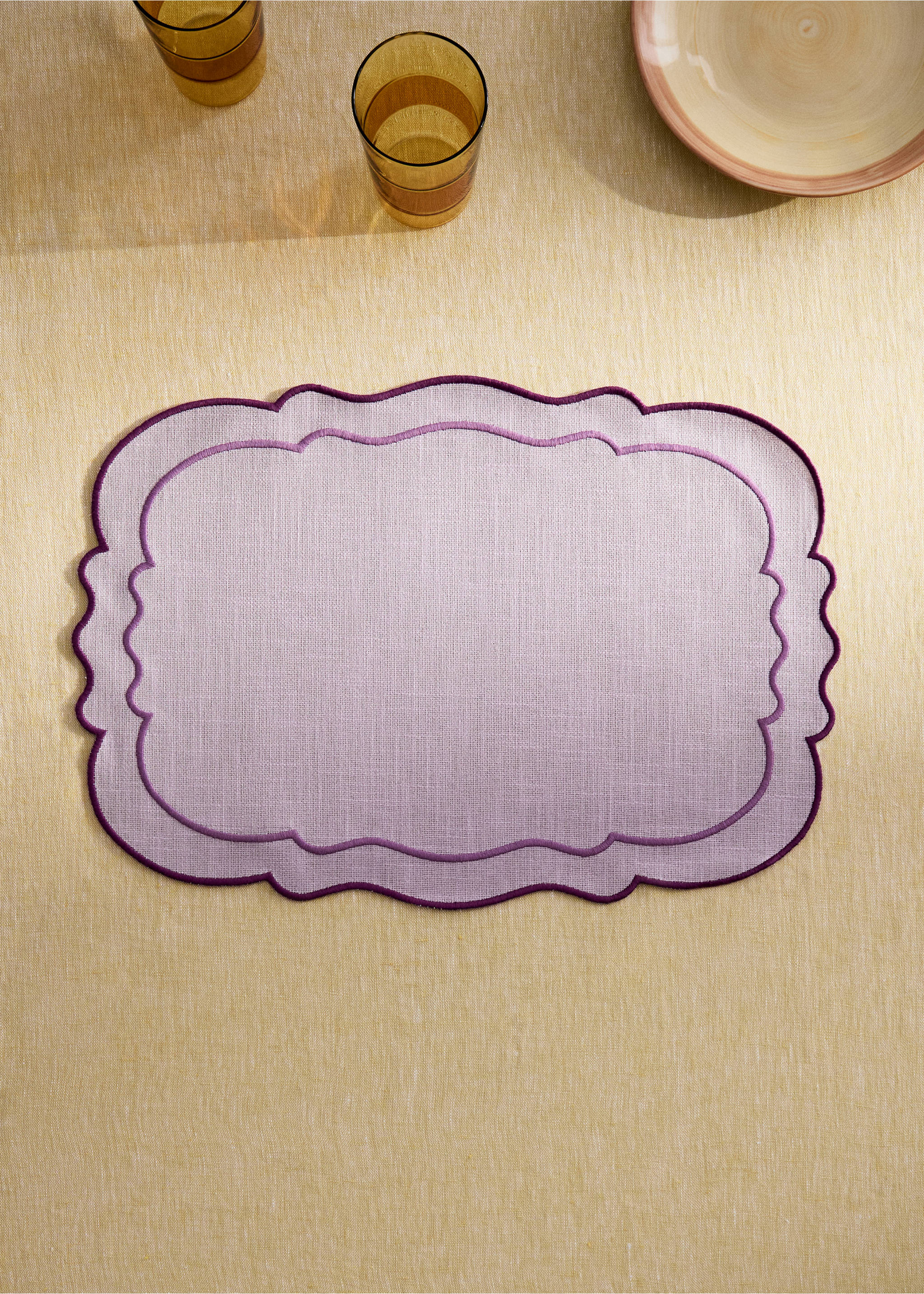 Resin cotton tablecloth waves - General plane, Lilac. Ref: 27013295-00.