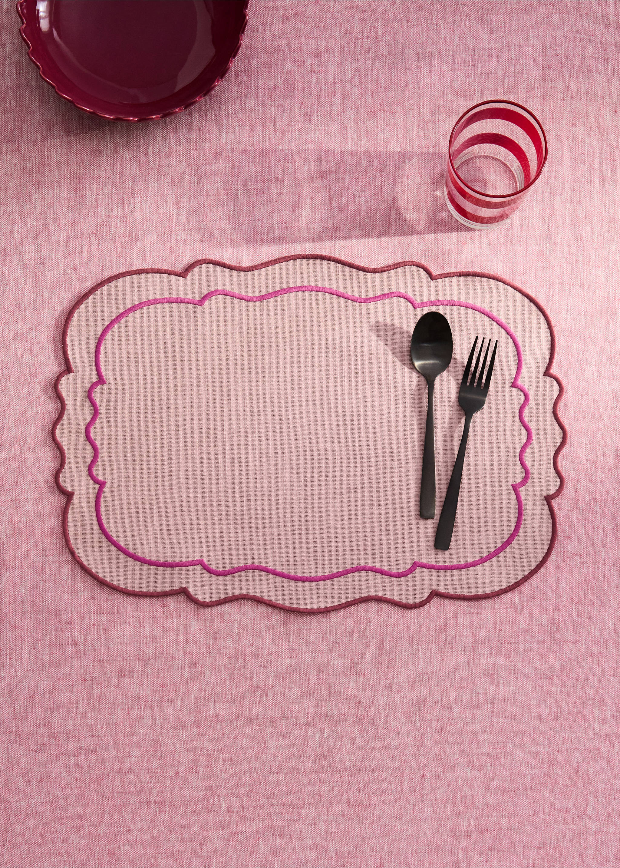 Resin cotton tablecloth waves - General plane, Pink. Ref: 27013295-00.