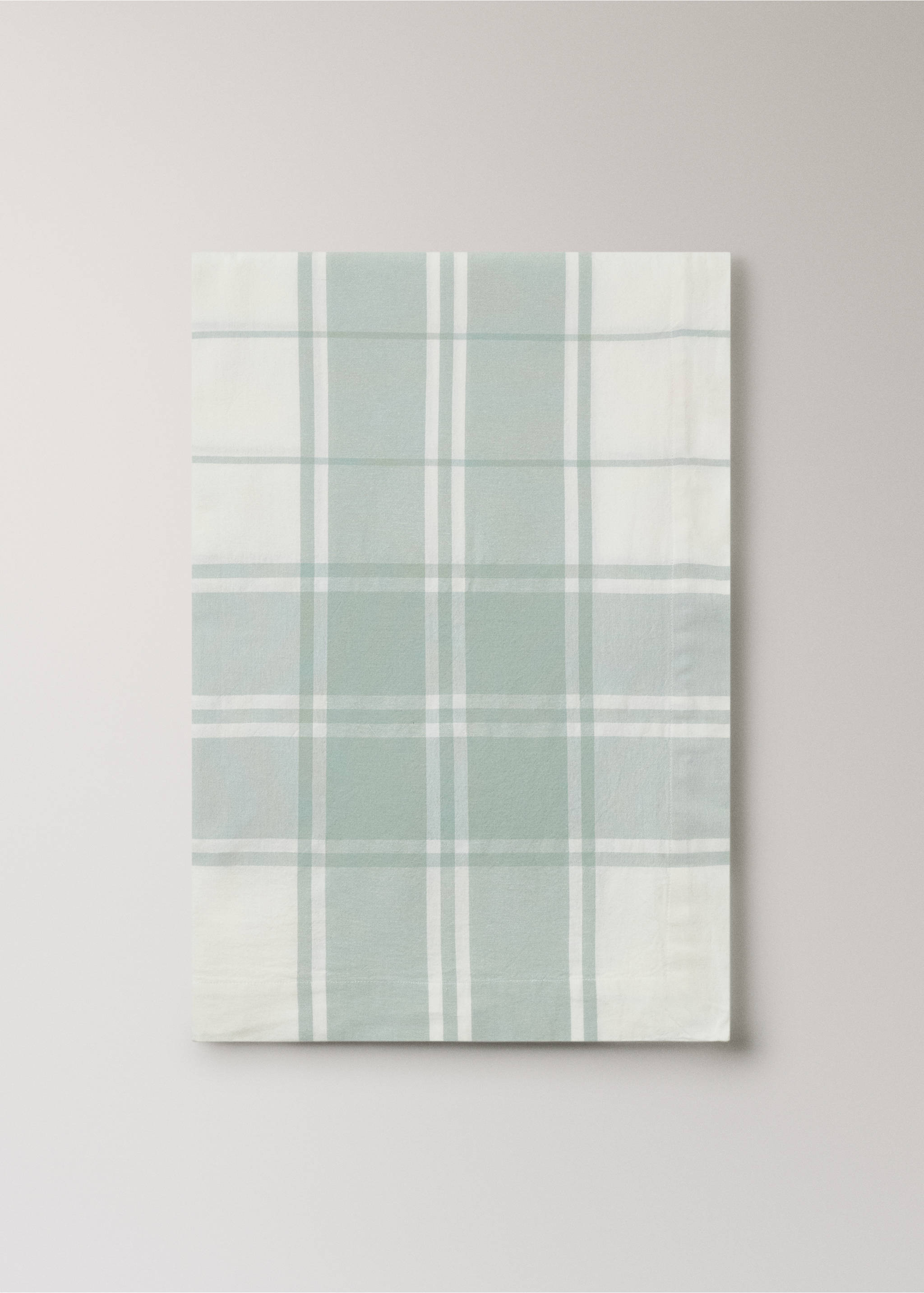 Tablecloth 100% cotton contrast check for 6 to 8 guests - Article without model, Mint Green. Ref: 27013296-00.