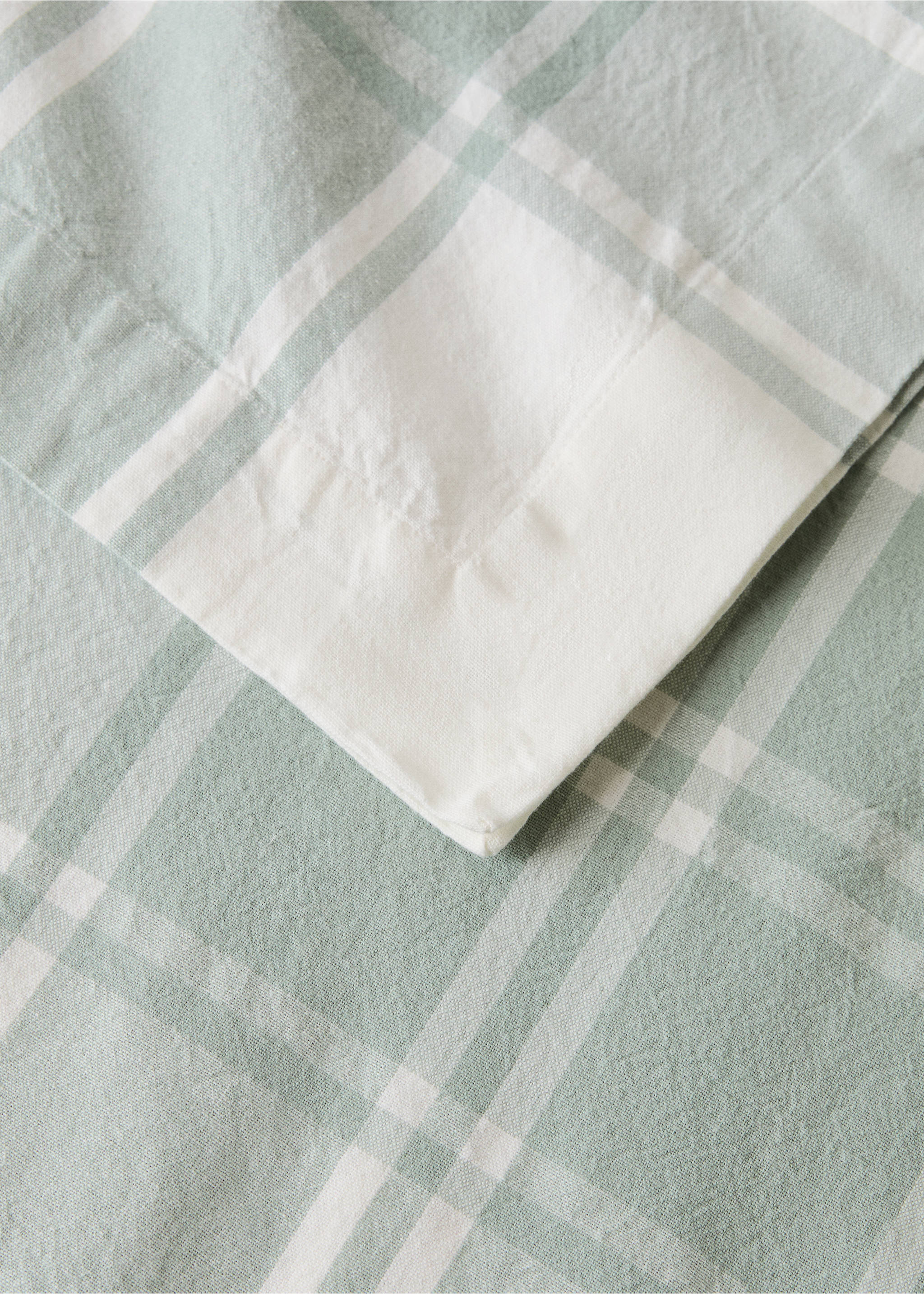 Tablecloth 100% cotton contrast check for 6 to 8 guests - Details of the article 1, Mint Green. Ref: 27013296-00.