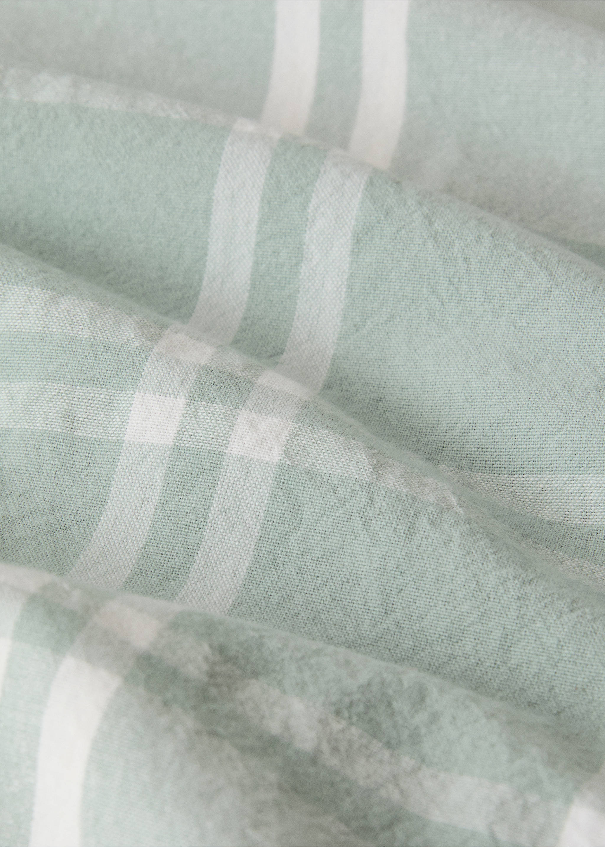Tablecloth 100% cotton contrast check for 6 to 8 guests - Details of the article 2, Mint Green. Ref: 27013296-00.