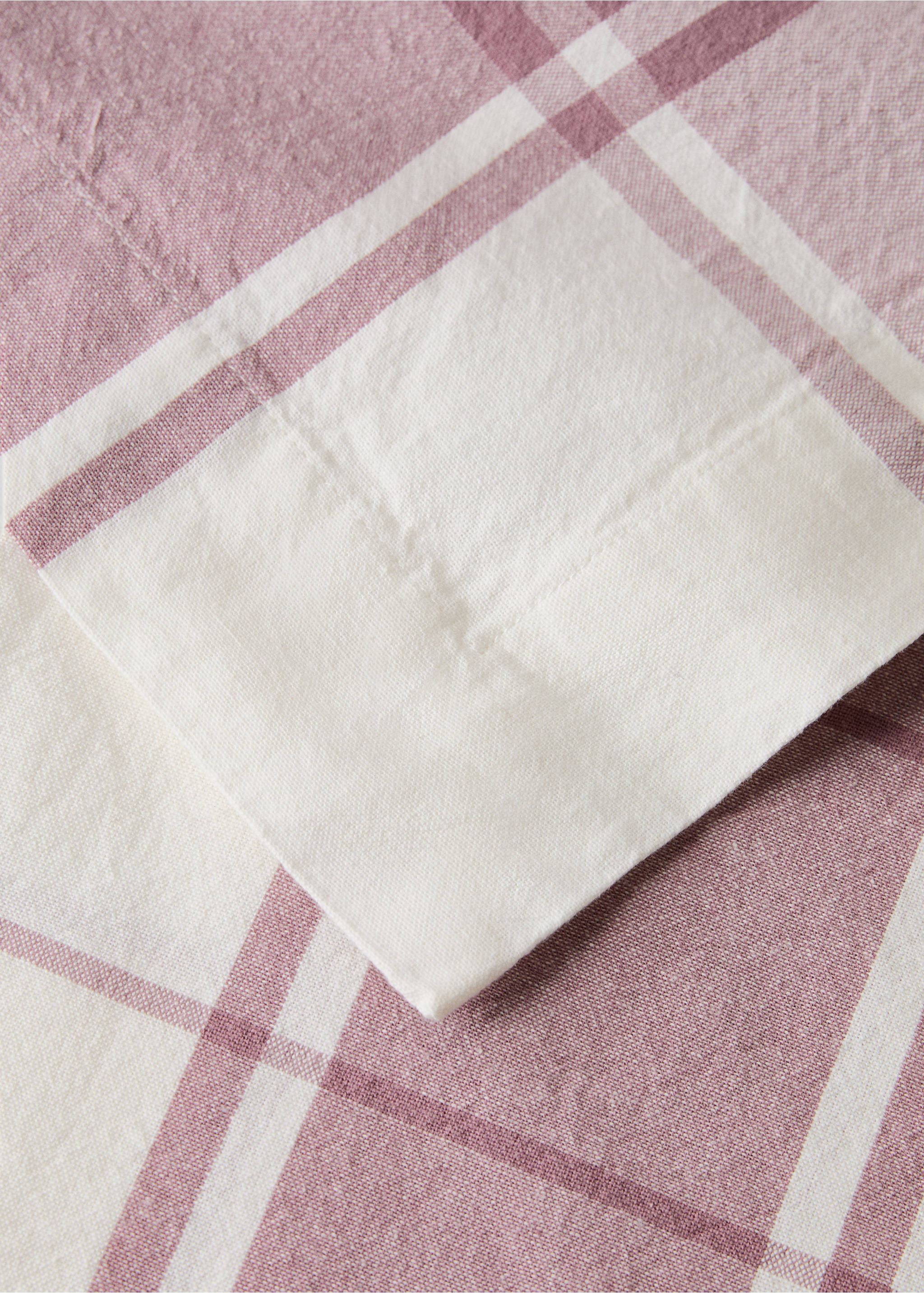 Ubrus 100% bavlna s kontrastními pruhy pro 6 až 8 osob - Detail zboží 1, Fialová šeřík. Ref: 27013296-00.