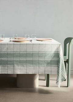 100% cotton yarn-dyed check tablecloth for 2 to 4 people — Mint Green 1