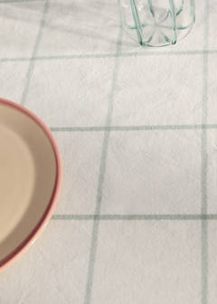 100% cotton yarn-dyed check tablecloth for 2 to 4 people — Mint Green 7