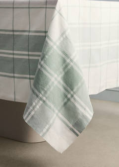 100% cotton yarn-dyed check tablecloth for 2 to 4 people — Mint Green 6