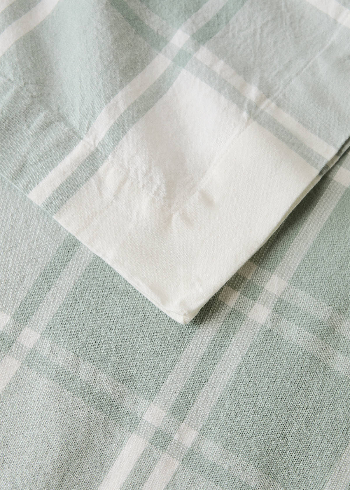 100% cotton yarn-dyed check tablecloth for 2 to 4 people — Mint Green