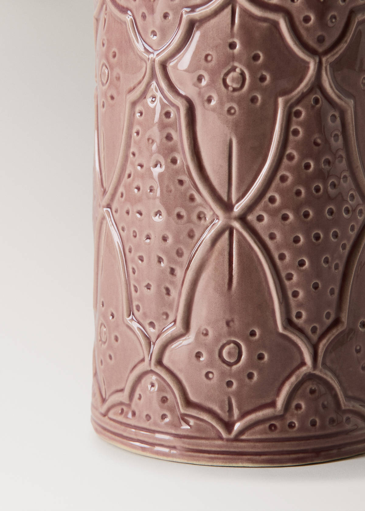 Large embossed stoneware vase — Pink
