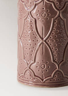 Large embossed stoneware vase — Pink 3