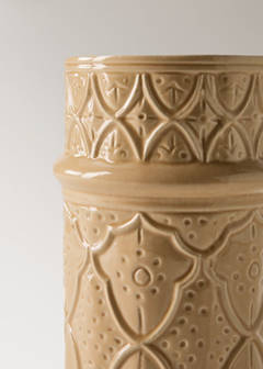 Large embossed stoneware vase — Ochre 3