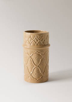 Large embossed stoneware vase — Ochre 6