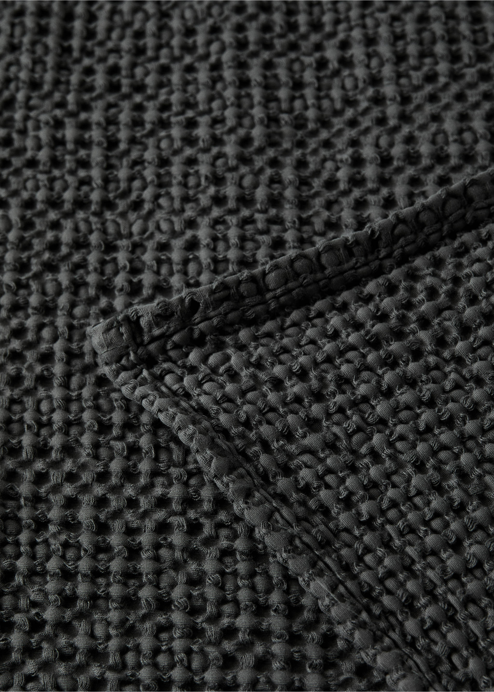 Couvre-lit coton garment-dyed gaufré lit 180/200 cm - Détail de l'article 1, Gris. Ref: 27013304-00.