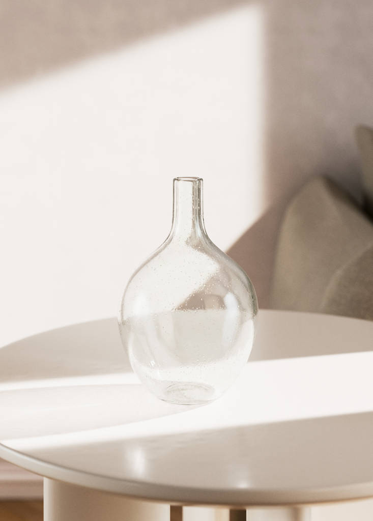 Medium glass bottle vase — Ice Grey