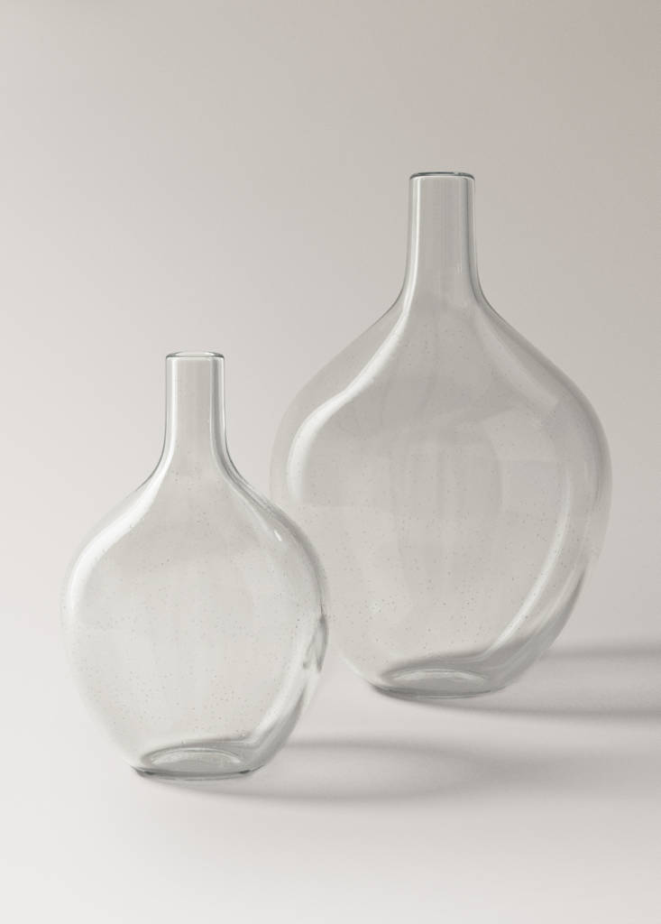 Medium glass bottle vase — Ice Grey
