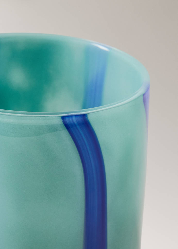 Small coloured glass vase with stripes — Sky Blue