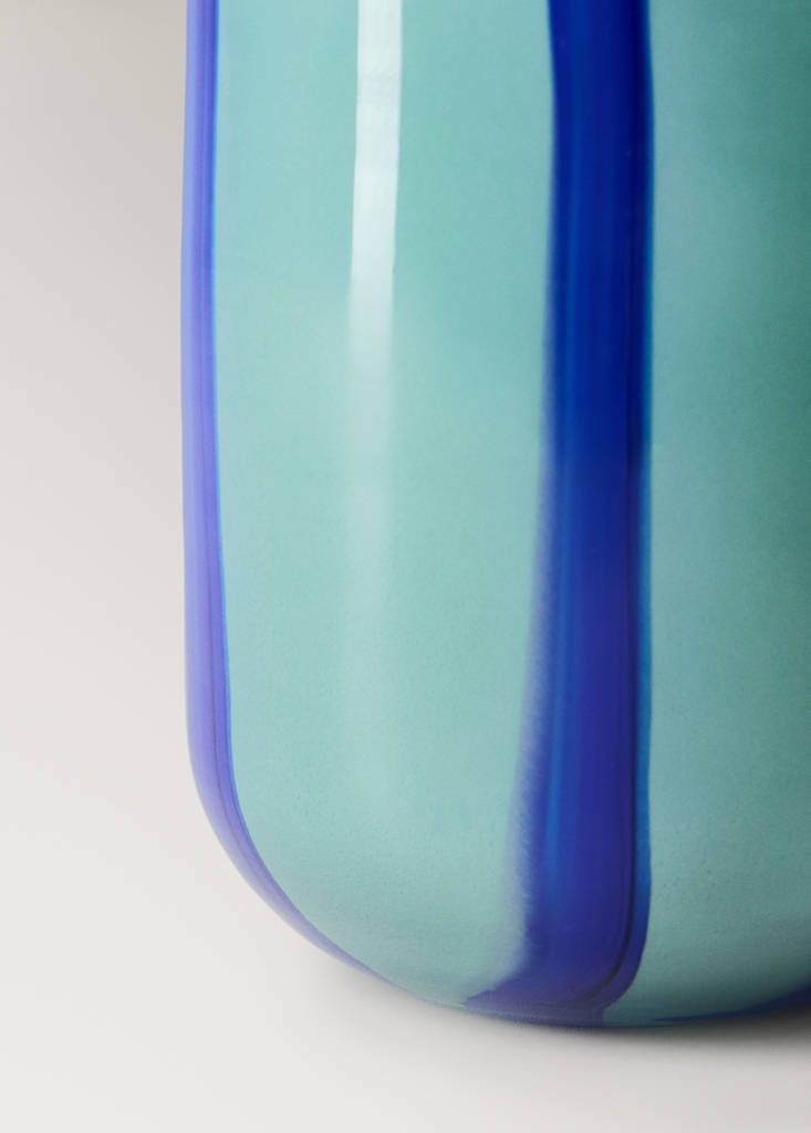 Small coloured glass vase with stripes — Sky Blue