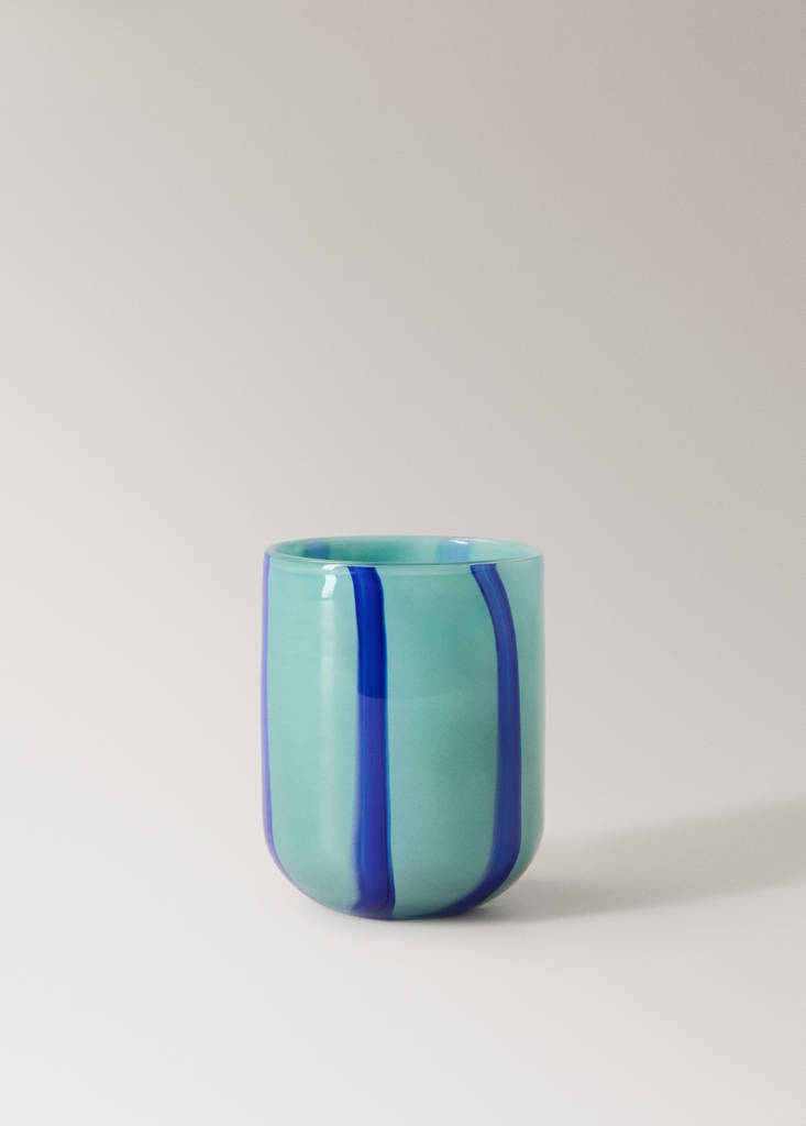 Small coloured glass vase with stripes — Sky Blue