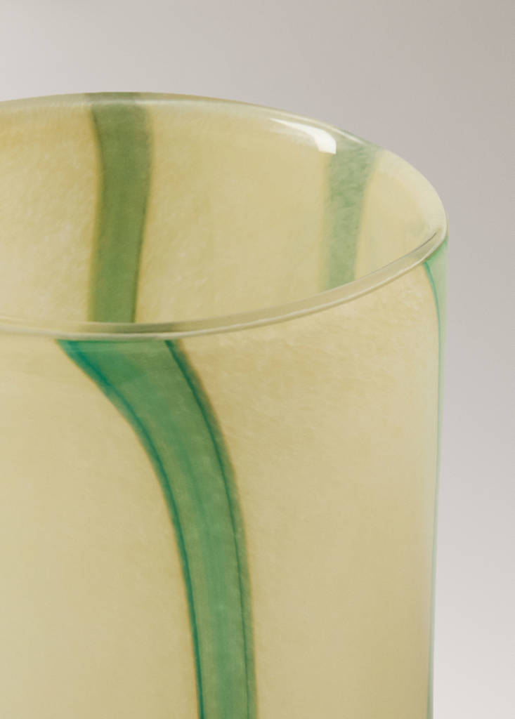 Small coloured glass vase with stripes — Pastel Yellow