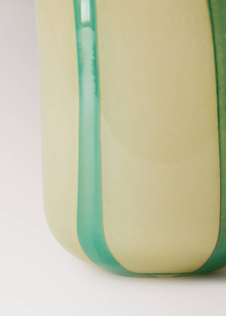 Small coloured glass vase with stripes — Pastel Yellow