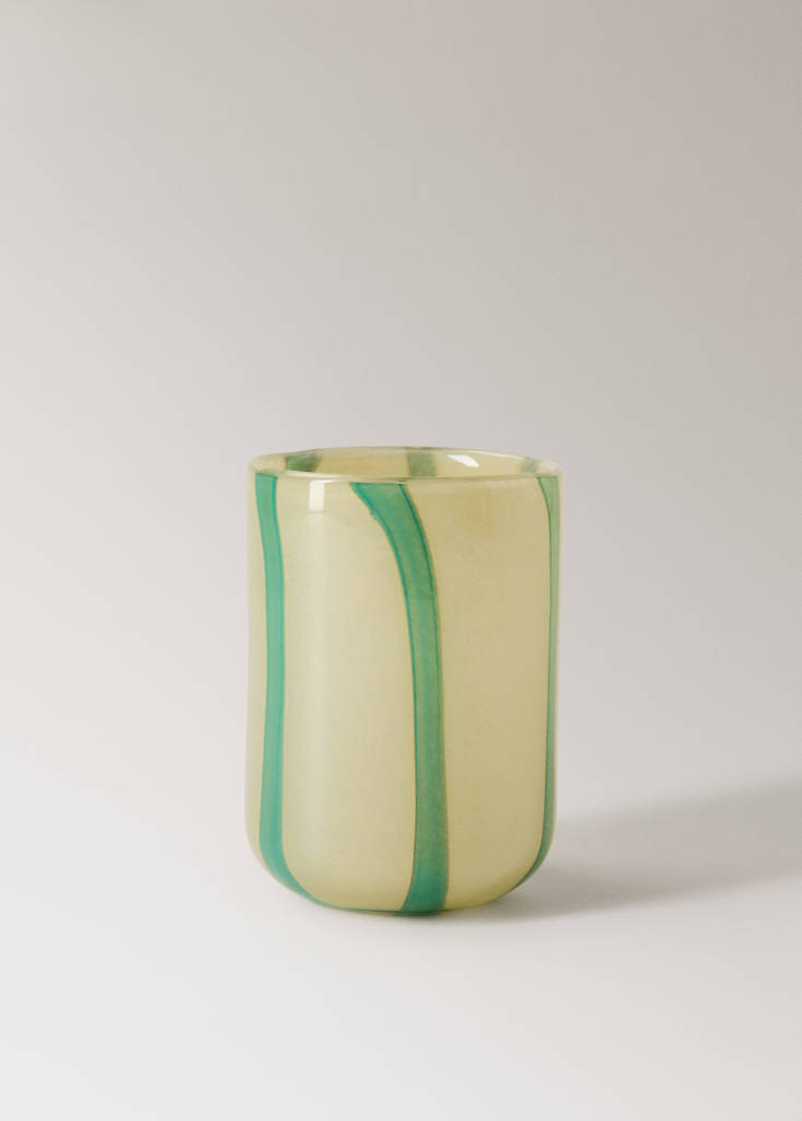 Small coloured glass vase with stripes — Pastel Yellow